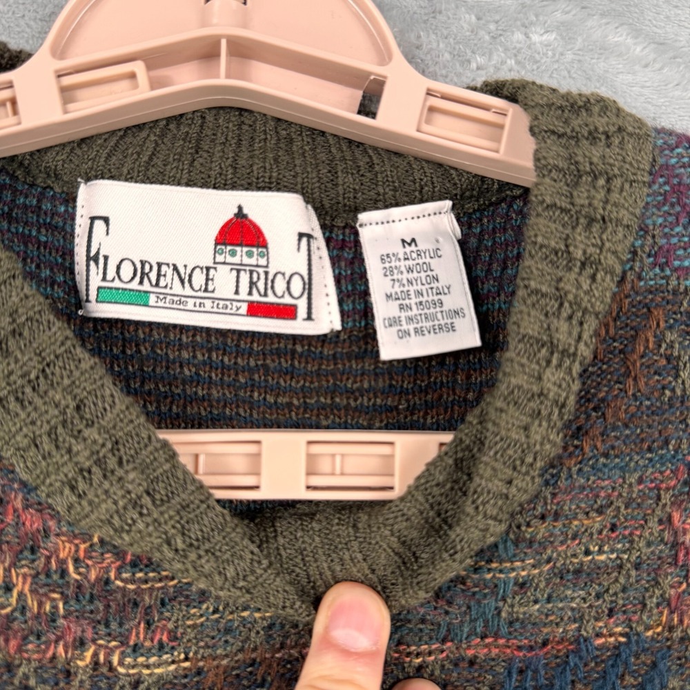 Florence Tricot Wool Blend Sweater Men's M Multicolor Made in Italy Vintage - Picture 5 of 8